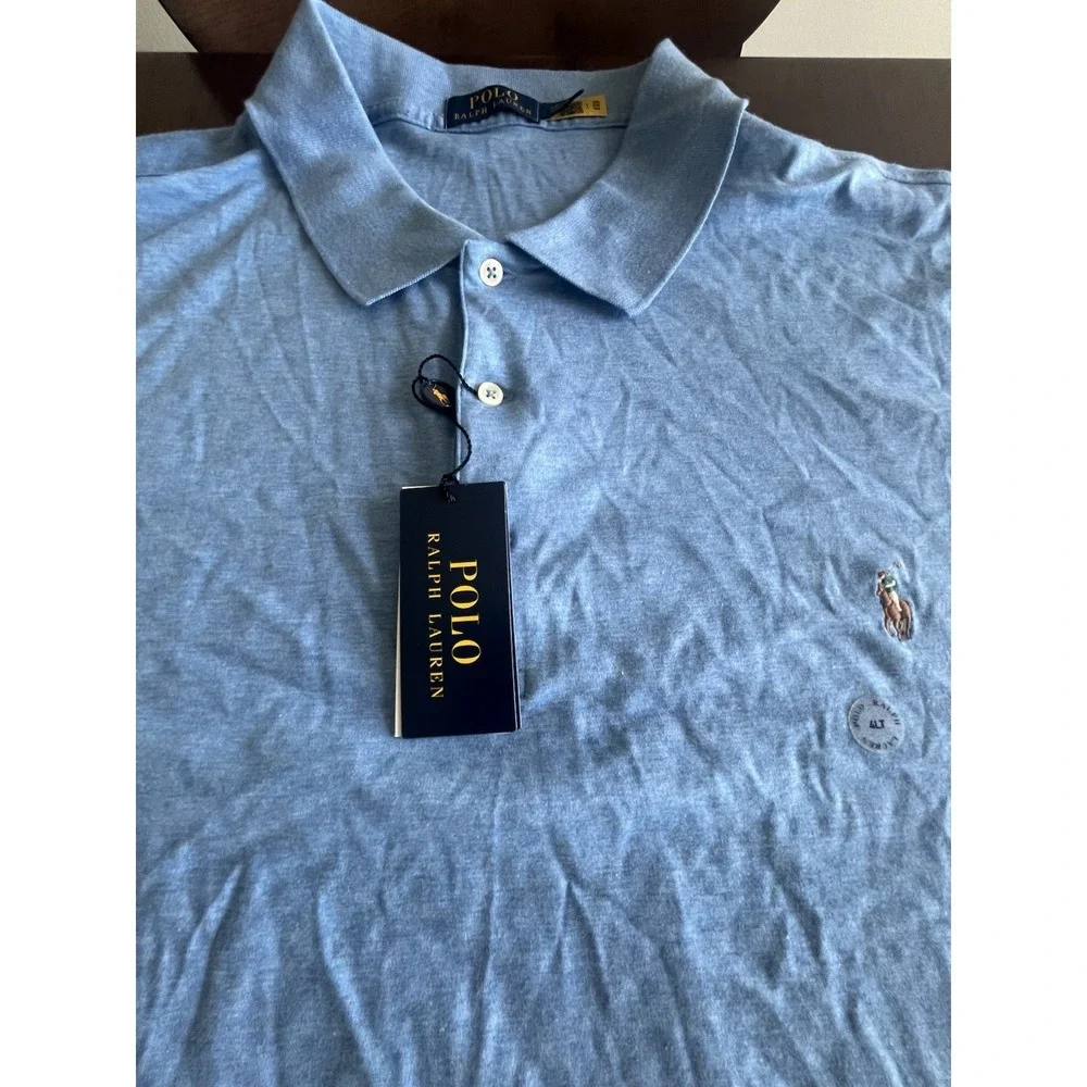Polo Ralph Lauren Polo Shirt Mens 4LT Blue‎ Big And Tall Flesh Pony Cotton